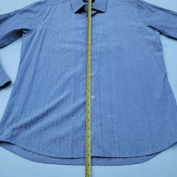 SIGMAN Mens Shirt Long Sleeve Button Down slim Gray Stripe Cotton Stretch L - Picture 5 of 9